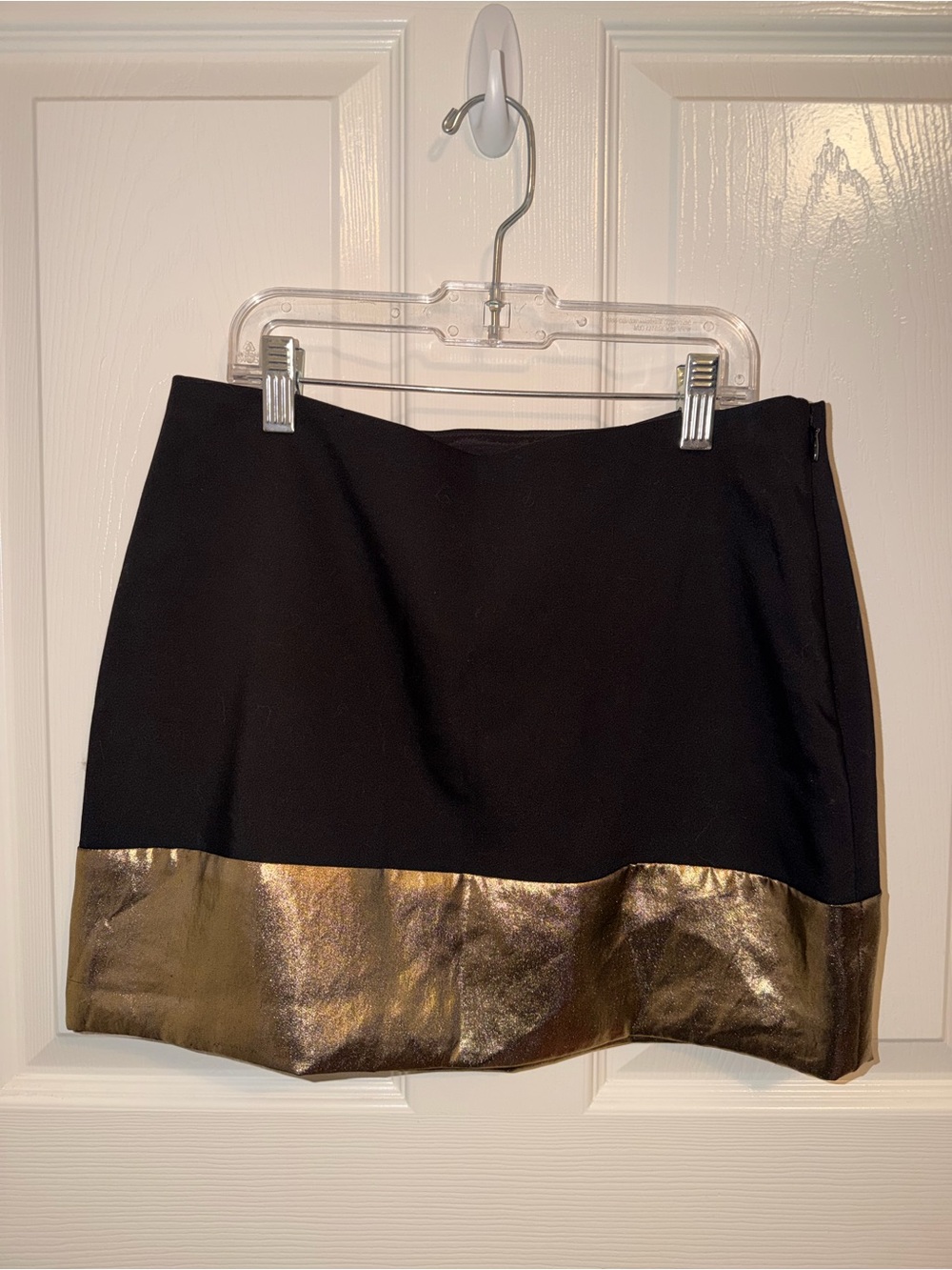 NWT Express Black Mini Skirt with Metallic Gold Bottom Band